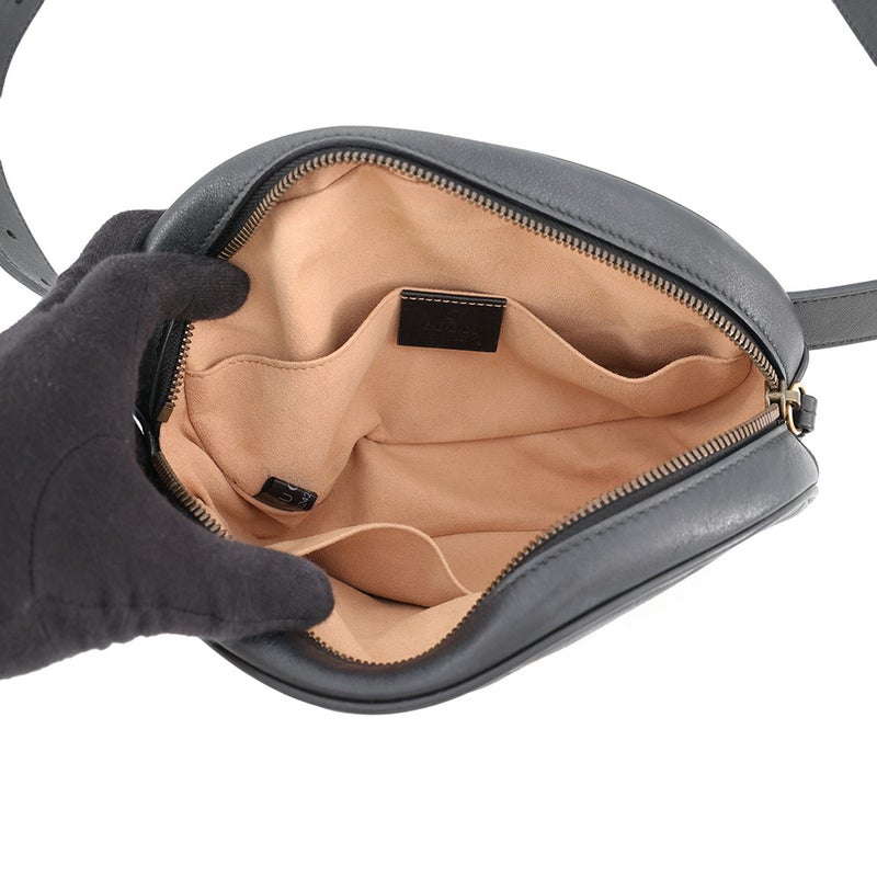 グッチ ボディバッグ GGマーモント レザー 491294 GUCCI ベルトバッグ ウエストポーチ 黒