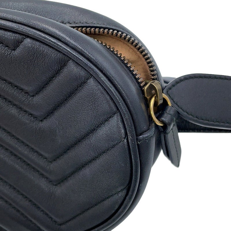 グッチ ボディバッグ GGマーモント レザー 491294 GUCCI ベルトバッグ ウエストポーチ 黒