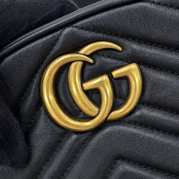 グッチ ボディバッグ GGマーモント レザー 491294 GUCCI ベルトバッグ ウエストポーチ 黒