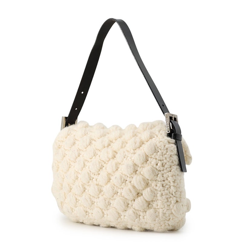 フェンディ ハンドバッグ マンマバケット ウール レザー 16059 FENDI 白 黒