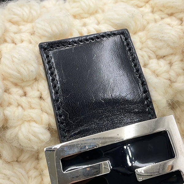 フェンディ ハンドバッグ マンマバケット ウール レザー 16059 FENDI 白 黒