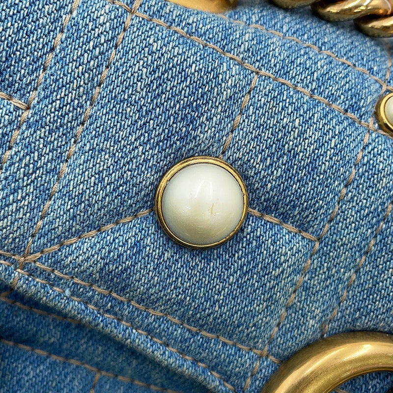 グッチ チェーンショルダーバッグ GGマーモント スモール デニム フェイクパール 446744 GUCCI