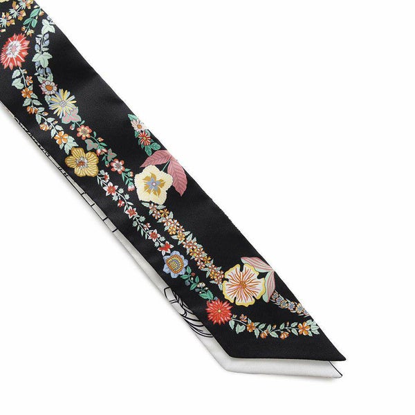 エルメス スカーフ ツイリー ブリッド・ドゥ・ガラ・アン・フルール&アイライナー Brides de Gala en Fleurs 2025春夏 黒 白