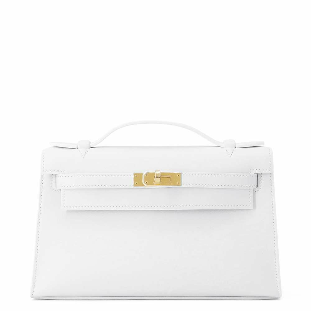 エルメス ハンドバッグ ポシェットケリー ニューホワイト/ゴールド金具
