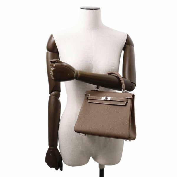 エルメス ハンドバッグ ケリー25 内縫い エトゥープ/シルバー金具 トゴ W刻印 2wayショルダー