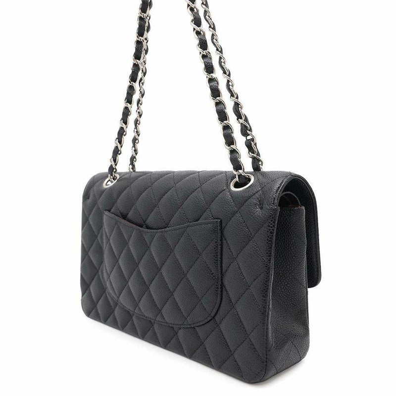 シャネル チェーンショルダーバッグ マトラッセ25 ココマーク キャビアスキン ダブルチェーン A01112 CHANEL 黒