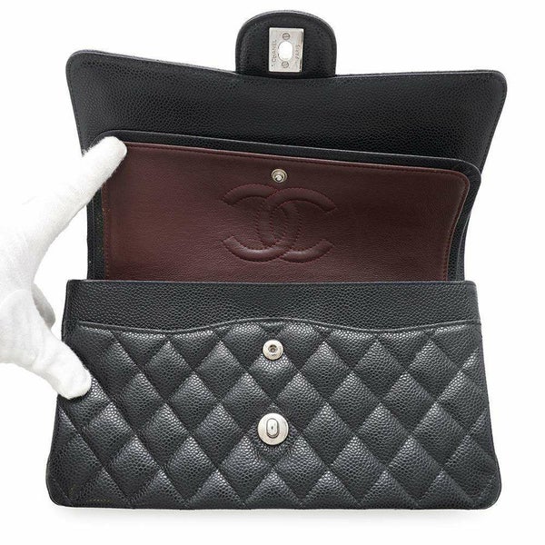 シャネル チェーンショルダーバッグ マトラッセ25 ココマーク キャビアスキン ダブルチェーン A01112 CHANEL 黒