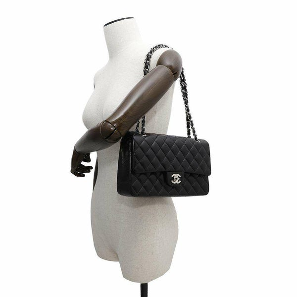 シャネル チェーンショルダーバッグ マトラッセ25 ココマーク ダブルチェーン ラムスキン A01112 CHANEL 黒