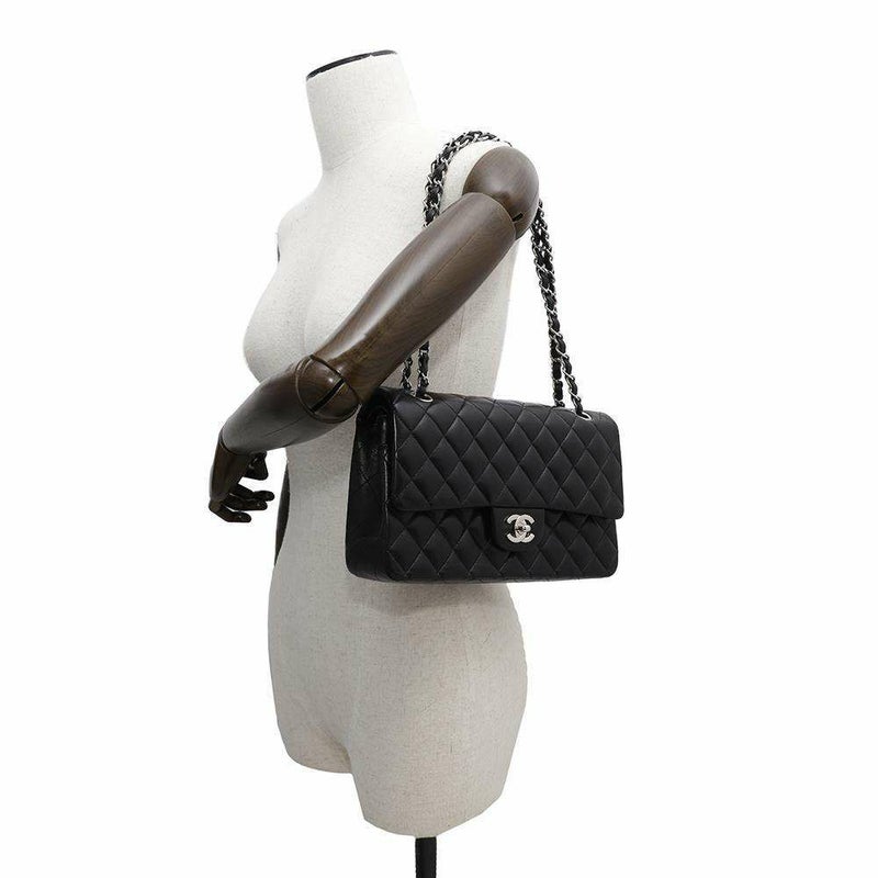 シャネル チェーンショルダーバッグ マトラッセ25 ココマーク ダブルチェーン ラムスキン A01112 CHANEL 黒