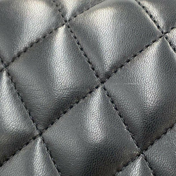 シャネル チェーンショルダーバッグ マトラッセ25 ココマーク ダブルチェーン ラムスキン A01112 CHANEL 黒