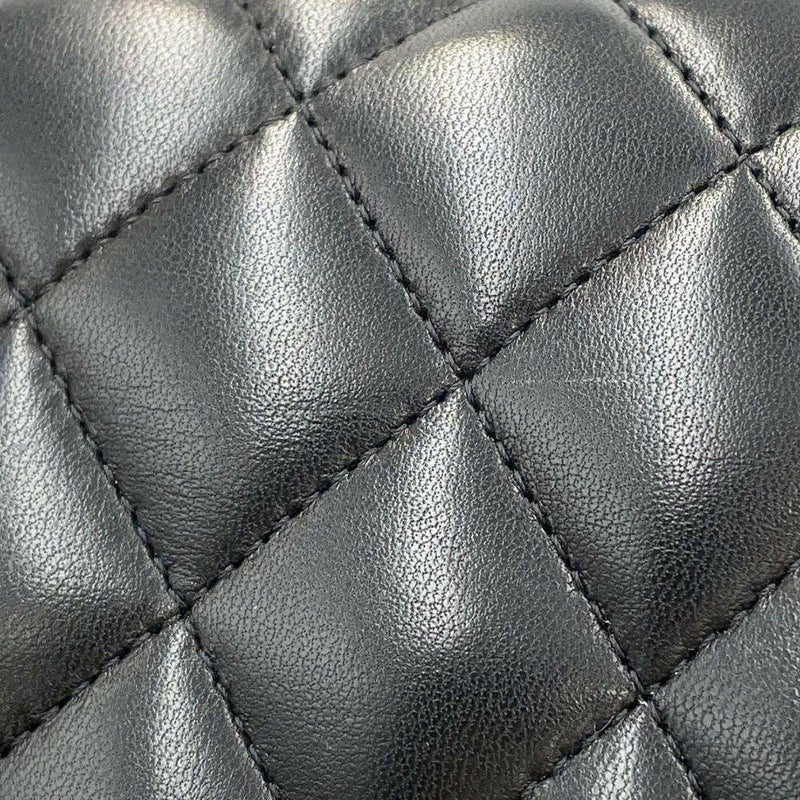 シャネル チェーンショルダーバッグ マトラッセ25 ココマーク ダブルチェーン ラムスキン A01112 CHANEL 黒