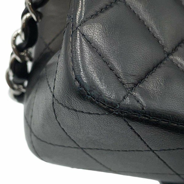 シャネル チェーンショルダーバッグ マトラッセ25 ココマーク ダブルチェーン ラムスキン A01112 CHANEL 黒