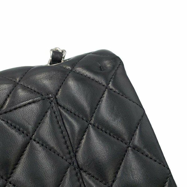 シャネル チェーンショルダーバッグ マトラッセ25 ココマーク ダブルチェーン ラムスキン A01112 CHANEL 黒