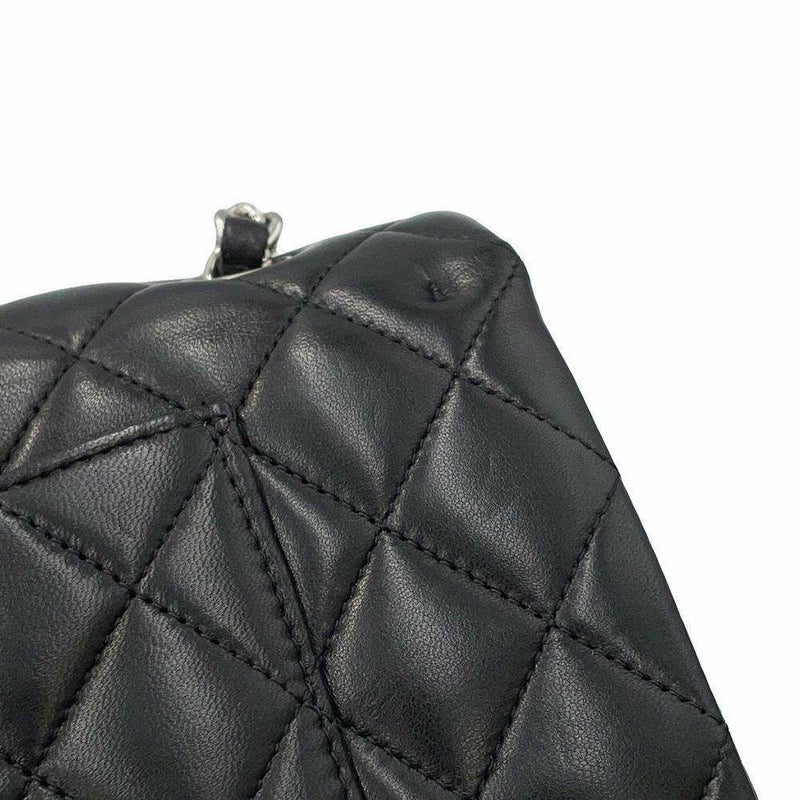 シャネル チェーンショルダーバッグ マトラッセ25 ココマーク ダブルチェーン ラムスキン A01112 CHANEL 黒