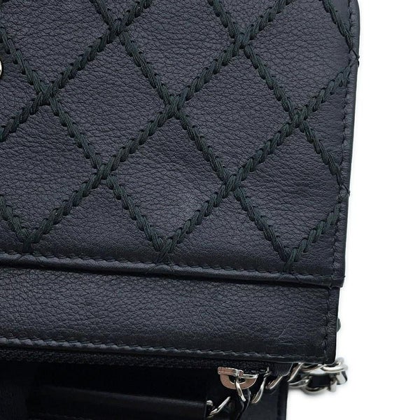 シャネル チェーンウォレット ワイルドステッチ ココマーク レザー CHANEL 財布 黒