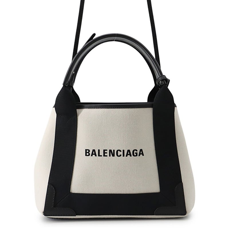 バレンシアガ ハンドバッグ ネイビーカバ XS ポーチ付 390346 BALENCIAGA 2way 白 黒