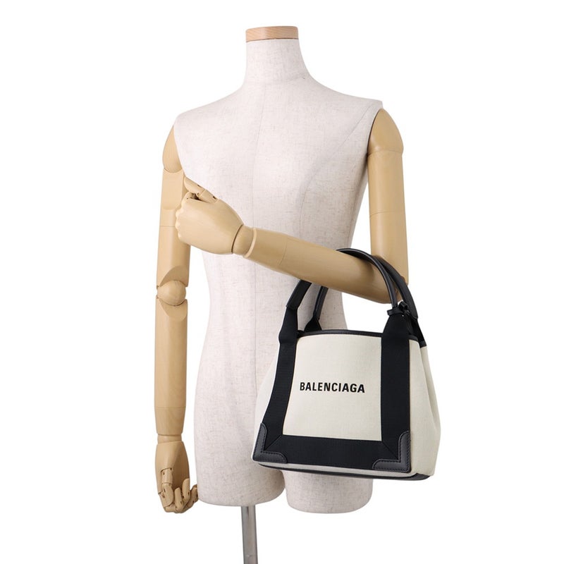 バレンシアガ ハンドバッグ ネイビーカバ XS ポーチ付 390346 BALENCIAGA 2way 白 黒