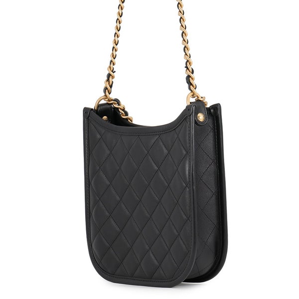 シャネル チェーンショルダーバッグ マトラッセ ココマーク ホーボー ラムスキン CHANEL 2ｗay 黒