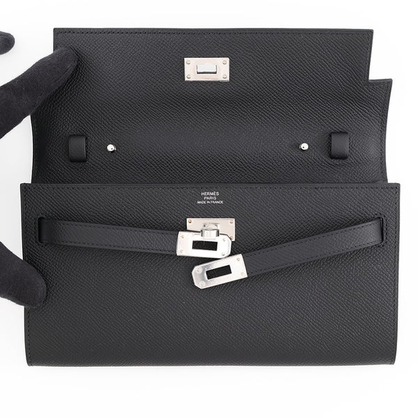 エルメス ケリーウォレット ロング トゥーゴー ブラック/シルバー金具 エプソン G刻印 長財布 黒