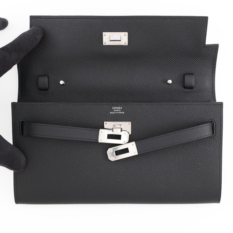 エルメス ケリーウォレット ロング トゥーゴー ブラック/シルバー金具 エプソン G刻印 長財布 黒