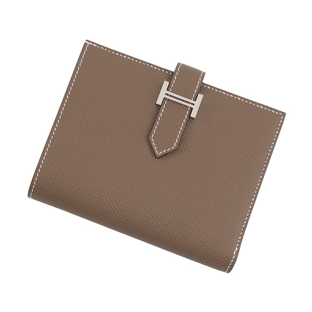 エルメス 二つ折り財布 ベアンコンパクト エトゥープ/シルバー金具