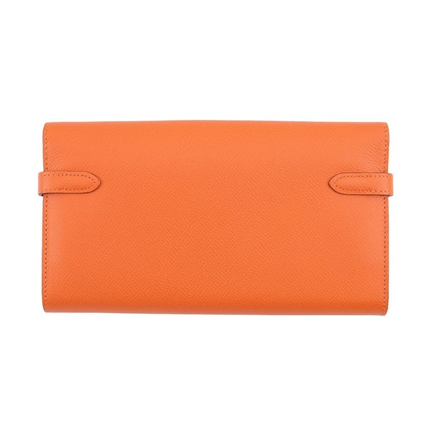 エルメス 長財布 ケリーウォレット ロング オレンジ/シルバー金具 エプソン □P刻印 HERMES 財布