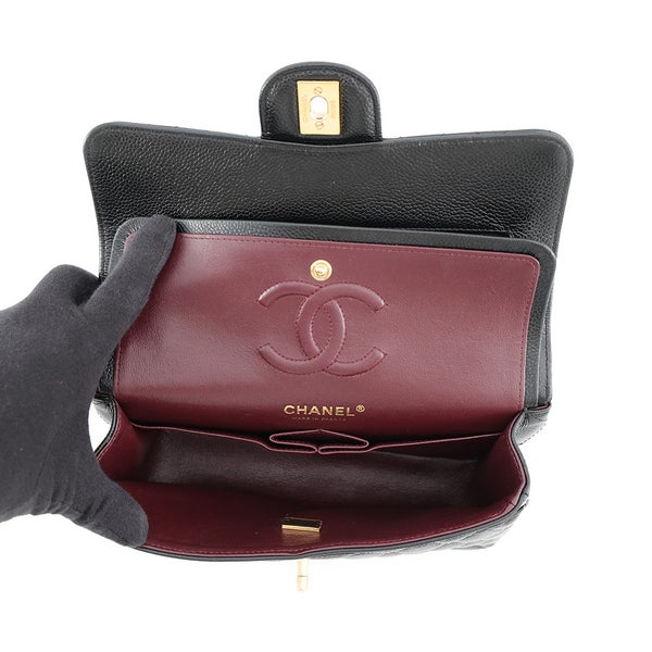 シャネル チェーンショルダーバッグ クラシック マトラッセ23 ココマーク キャビアスキン A01113 CHANEL 黒