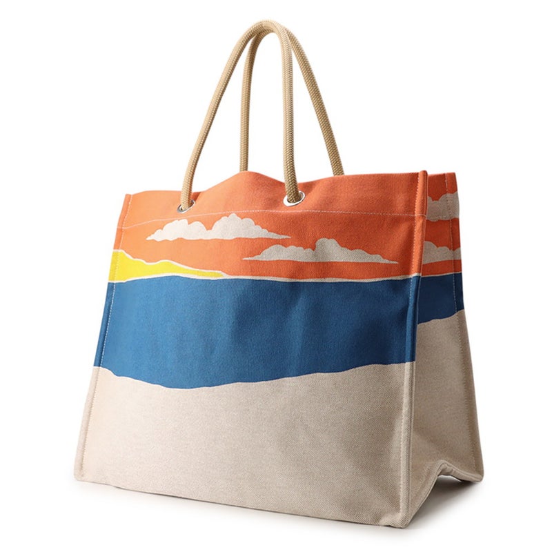 エルメス トートバッグ エスカル・ア・ラ・プラージュ プリント アシエ/シルバー金具 トワルアッシュ HERMES ビーチバッグ