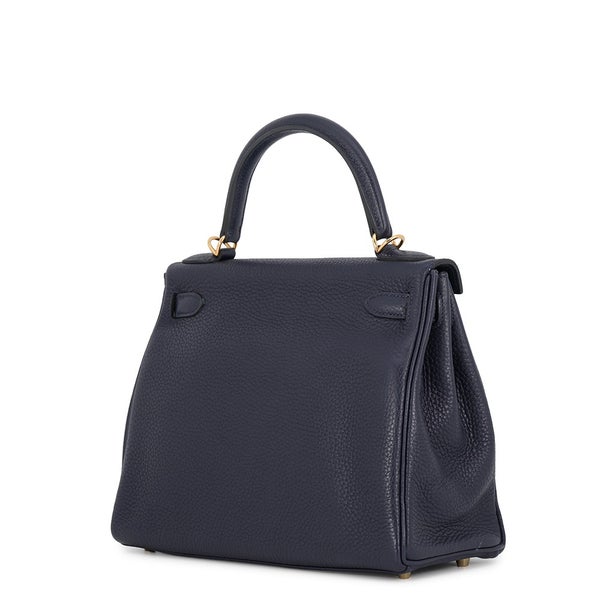 エルメス ハンドバッグ ケリー28 内縫い ブルーニュイ/ゴールド金具 トリヨンクレマンス X刻印 HERMES Kelly 2wayショルダー