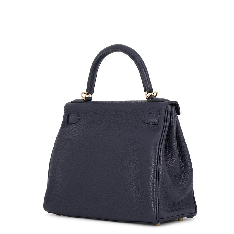 エルメス ハンドバッグ ケリー28 内縫い ブルーニュイ/ゴールド金具 トリヨンクレマンス X刻印 HERMES Kelly 2wayショルダー