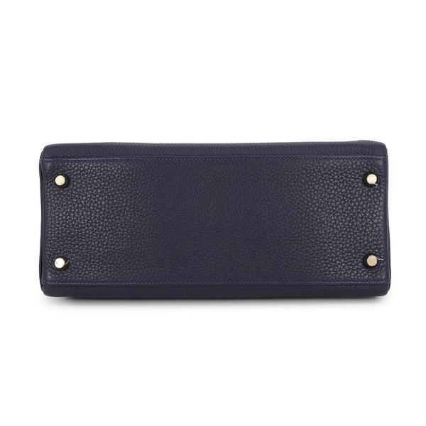 エルメス ハンドバッグ ケリー28 内縫い ブルーニュイ/ゴールド金具 トリヨンクレマンス X刻印 HERMES Kelly 2wayショルダー