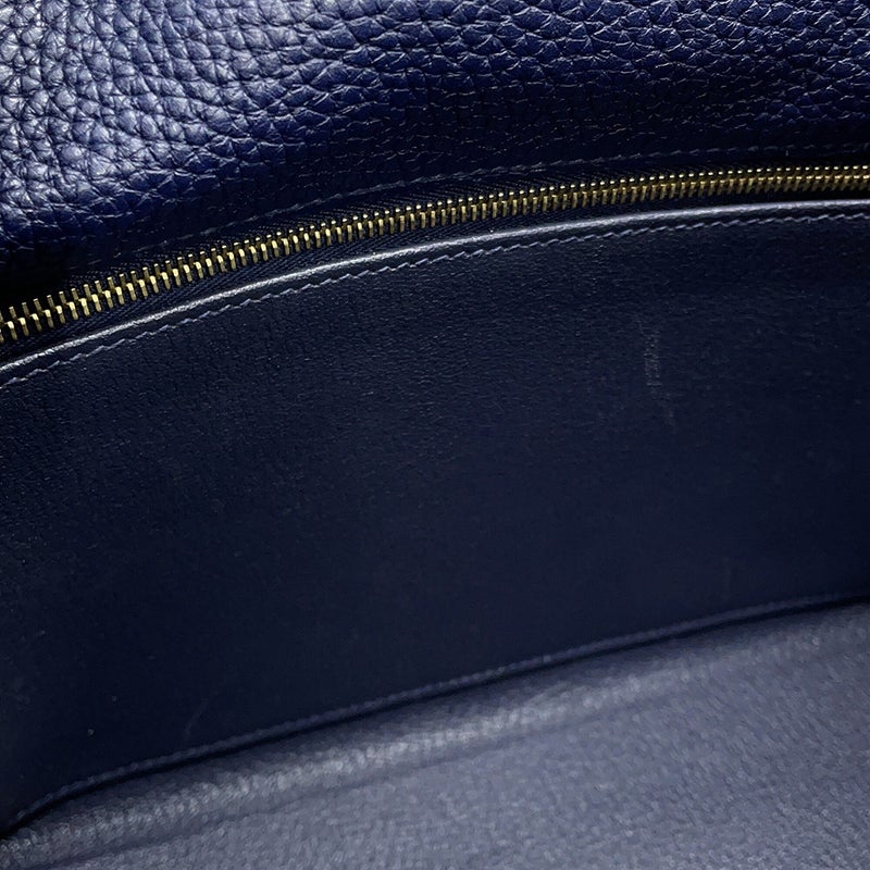 エルメス ハンドバッグ ケリー28 内縫い ブルーニュイ/ゴールド金具 トリヨンクレマンス X刻印 HERMES Kelly 2wayショルダー