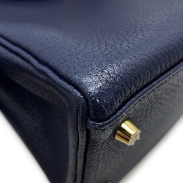 エルメス ハンドバッグ ケリー28 内縫い ブルーニュイ/ゴールド金具 トリヨンクレマンス X刻印 HERMES Kelly 2wayショルダー