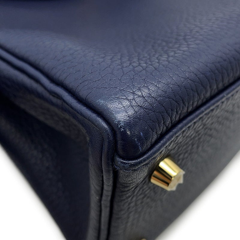 エルメス ハンドバッグ ケリー28 内縫い ブルーニュイ/ゴールド金具 トリヨンクレマンス X刻印 HERMES Kelly 2wayショルダー