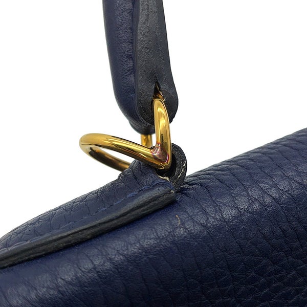 エルメス ハンドバッグ ケリー28 内縫い ブルーニュイ/ゴールド金具 トリヨンクレマンス X刻印 HERMES Kelly 2wayショルダー