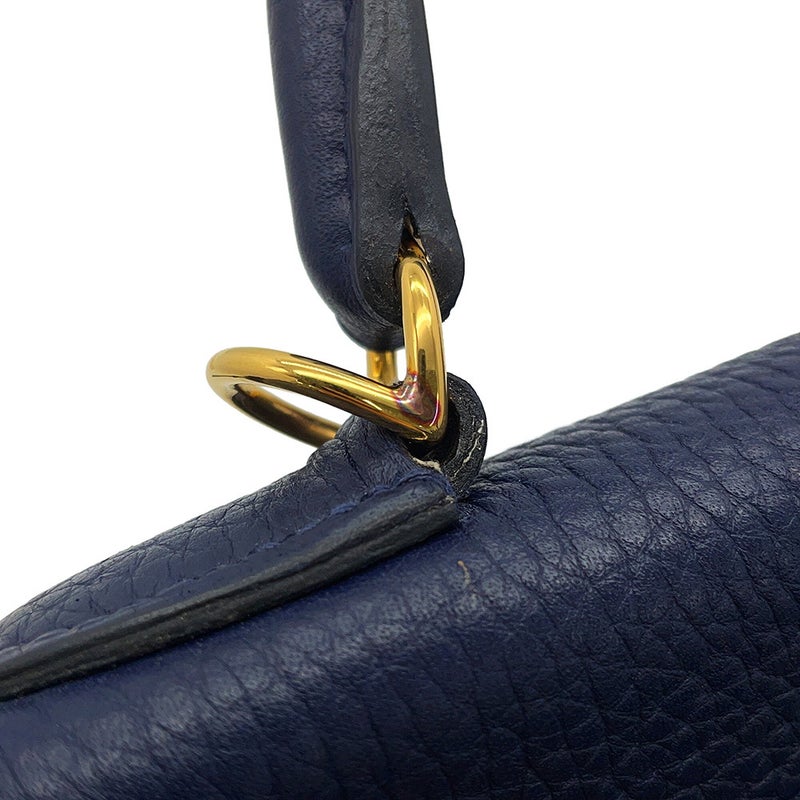 エルメス ハンドバッグ ケリー28 内縫い ブルーニュイ/ゴールド金具 トリヨンクレマンス X刻印 HERMES Kelly 2wayショルダー