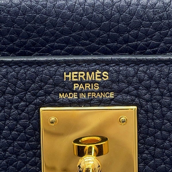 エルメス ハンドバッグ ケリー28 内縫い ブルーニュイ/ゴールド金具 トリヨンクレマンス X刻印 HERMES Kelly 2wayショルダー