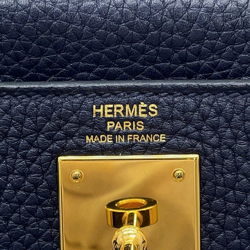 エルメス ハンドバッグ ケリー28 内縫い ブルーニュイ/ゴールド金具 トリヨンクレマンス X刻印 HERMES Kelly 2wayショルダー