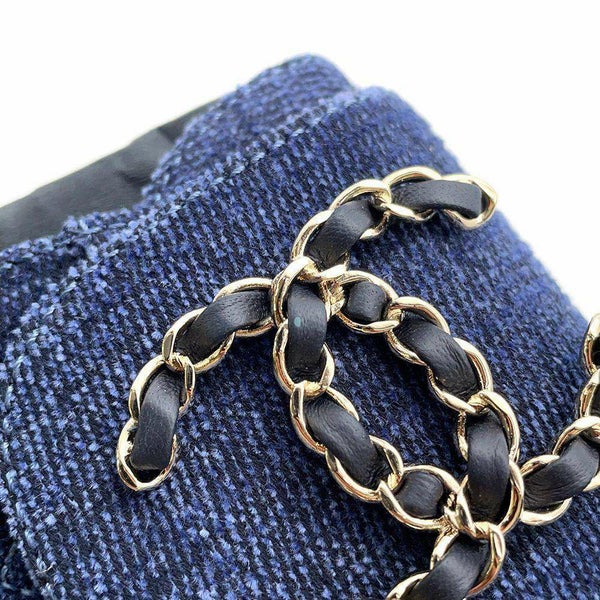 シャネル ショートブーツ マトラッセ ココマーク ベルベット デニム レディースサイズ36C G36424 CHANEL 靴 黒