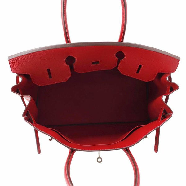 エルメス バーキン35 ルージュカザック/シルバー金具 エプソン R刻印 HERMES Birkin ハンドバッグ