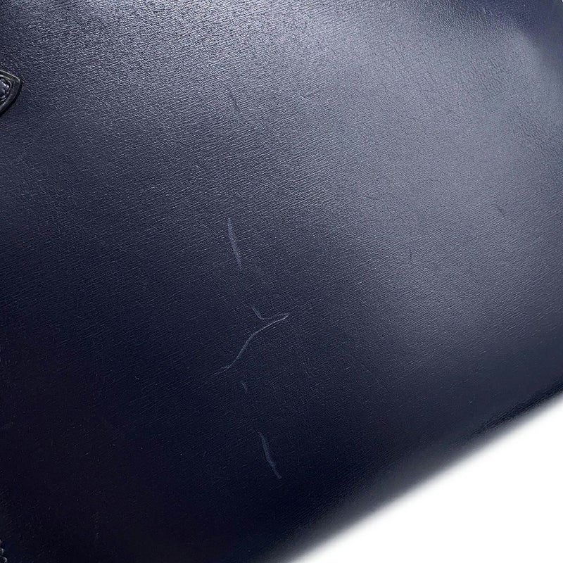 エルメス ハンドバッグ ケリー28 外縫い ブルーインディゴ/ゴールド金具 ボックスカーフ □C刻印 2wayショルダー