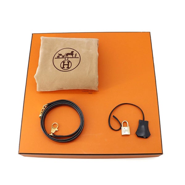 エルメス ハンドバッグ ケリー28 外縫い ブルーインディゴ/ゴールド金具 ボックスカーフ □C刻印 2wayショルダー