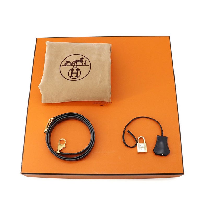 エルメス ハンドバッグ ケリー28 外縫い ブルーインディゴ/ゴールド金具 ボックスカーフ □C刻印 2wayショルダー