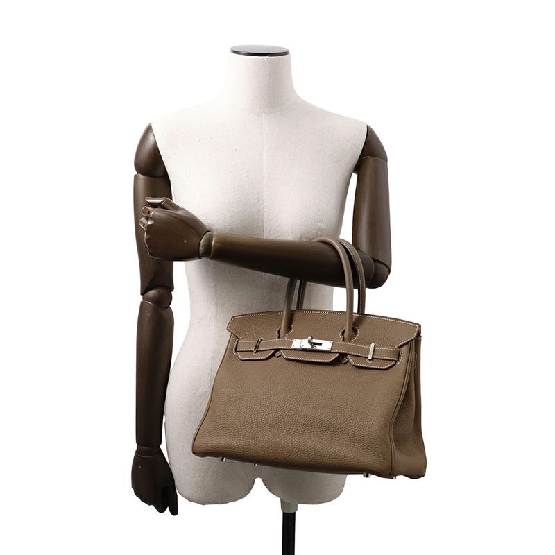 エルメス バーキン30 エトゥープ/シルバー金具 トゴ □Q刻印 HERMES Birkin ハンドバッグ