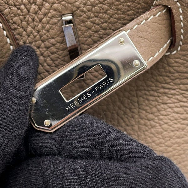 エルメス バーキン30 エトゥープ/シルバー金具 トゴ □Q刻印 HERMES Birkin ハンドバッグ