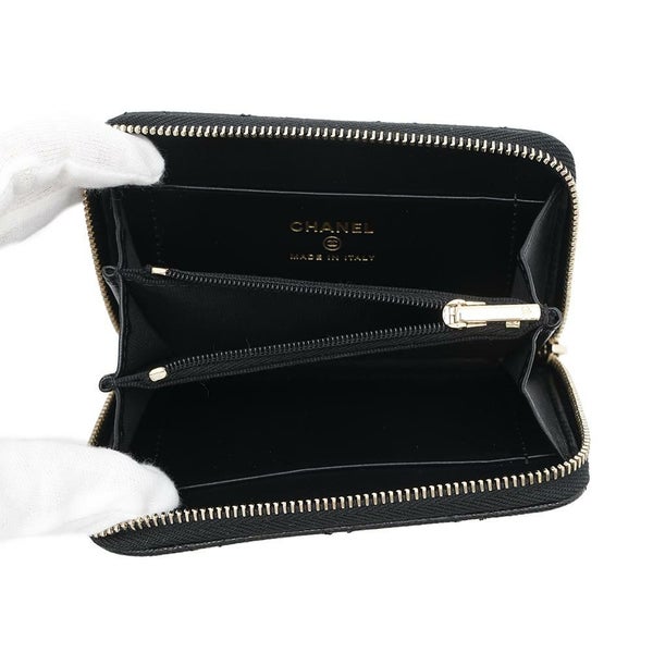 シャネル コインケース ココマーク マトラッセ ジップ コインパース ラインストーン キャビアスキン AP4560 CHANEL 財布 黒