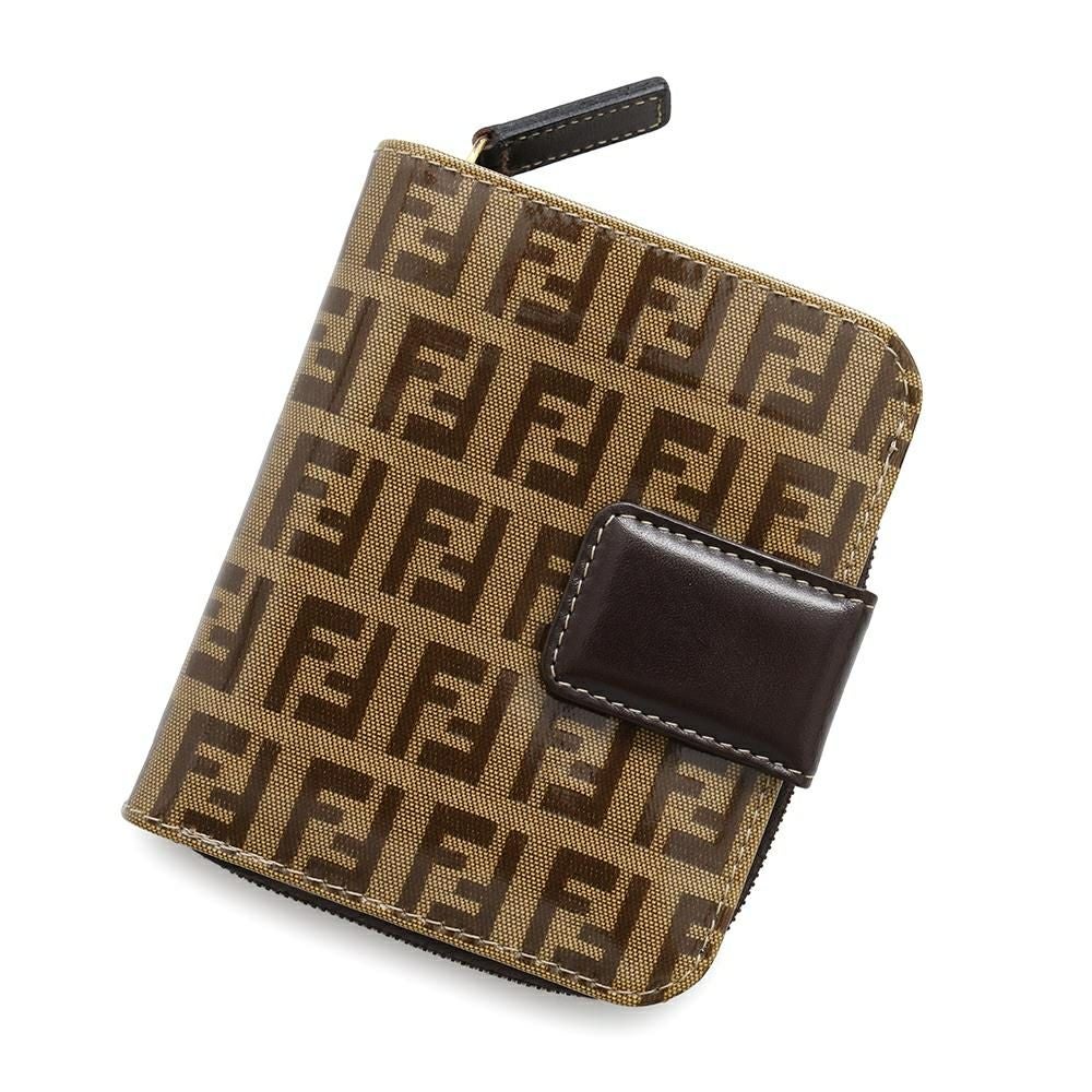 FENDI フェンディ ズッカ柄 FFロゴ キャンバス 折り財布 ウォレット FENDI（フェンディ） ズッカ FF キャンバス レザー 2つ折り 長財布