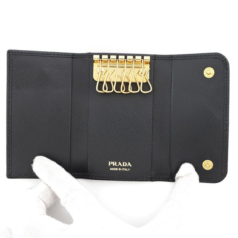 プラダ 6連キーケース サフィアーノ Saffianol 1PG222 PRADA キーケース 黒
