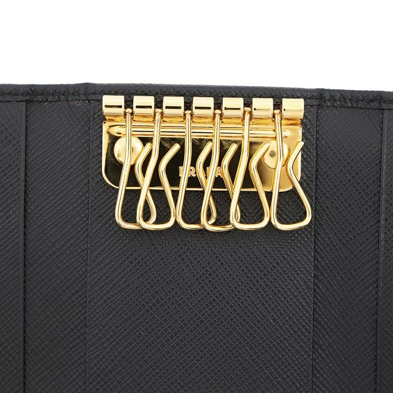 プラダ 6連キーケース サフィアーノ Saffianol 1PG222 PRADA キーケース 黒