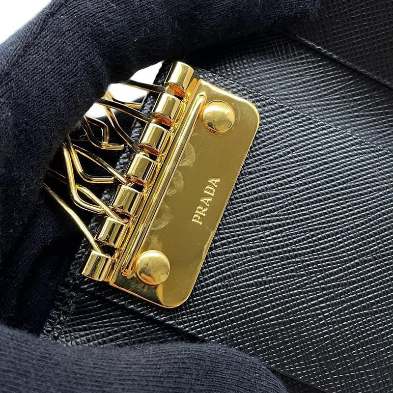 プラダ 6連キーケース サフィアーノ Saffianol 1PG222 PRADA キーケース 黒